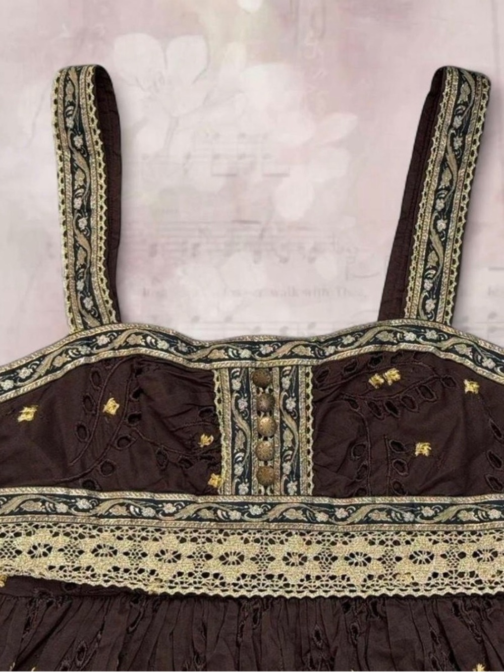 Moda International Brown Mini Dress with Gold Accents - Picture 2 of 7
